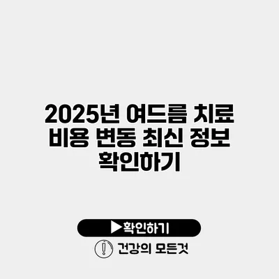 2025년 여드름 치료 비용 변동 최신 정보 확인하기