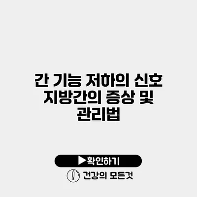 간 기능 저하의 신호 지방간의 증상 및 관리법