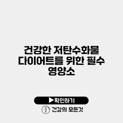 건강한 저탄수화물 다이어트를 위한 필수 영양소