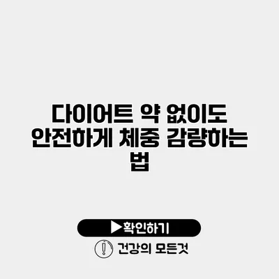 다이어트 약 없이도 안전하게 체중 감량하는 법