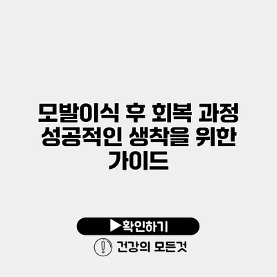 모발이식 후 회복 과정 성공적인 생착을 위한 가이드