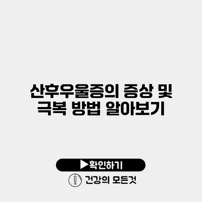 산후우울증의 증상 및 극복 방법 알아보기
