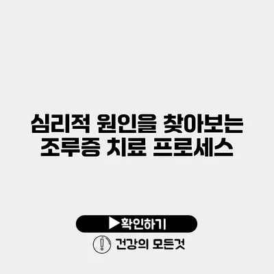 심리적 원인을 찾아보는 조루증 치료 프로세스