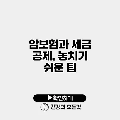 암보험과 세금 공제, 놓치기 쉬운 팁