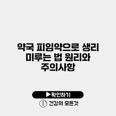 약국 피임약으로 생리 미루는 법 원리와 주의사항