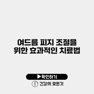 여드름 피지 조절을 위한 효과적인 치료법