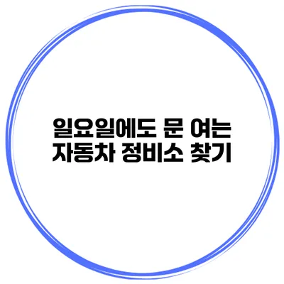 일요일에도 문 여는 자동차 정비소 찾기