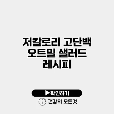저칼로리 고단백 오트밀 샐러드 레시피