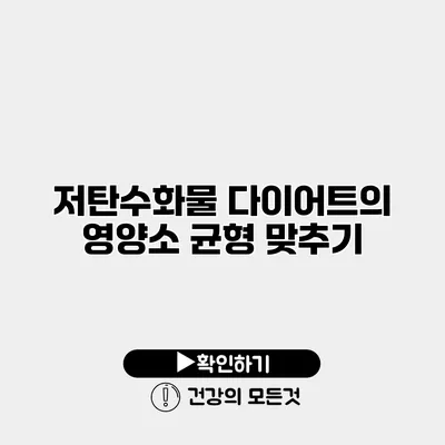 저탄수화물 다이어트의 영양소 균형 맞추기