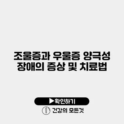 조울증과 우울증 양극성 장애의 증상 및 치료법