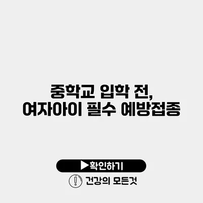 중학교 입학 전, 여자아이 필수 예방접종