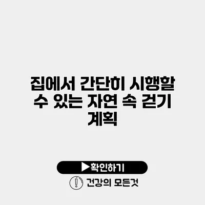 집에서 간단히 시행할 수 있는 자연 속 걷기 계획