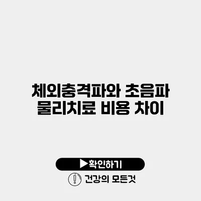 체외충격파와 초음파 물리치료 비용 차이
