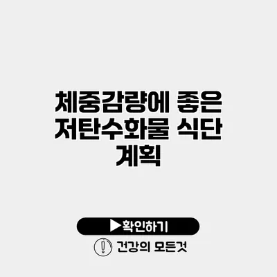 체중감량에 좋은 저탄수화물 식단 계획