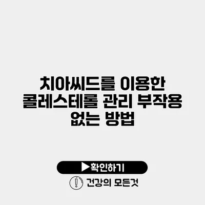 치아씨드를 이용한 콜레스테롤 관리 부작용 없는 방법