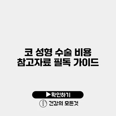 코 성형 수술 비용 참고자료 필독 가이드