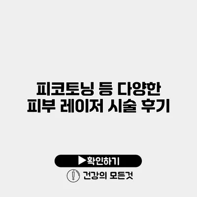피코토닝 등 다양한 피부 레이저 시술 후기