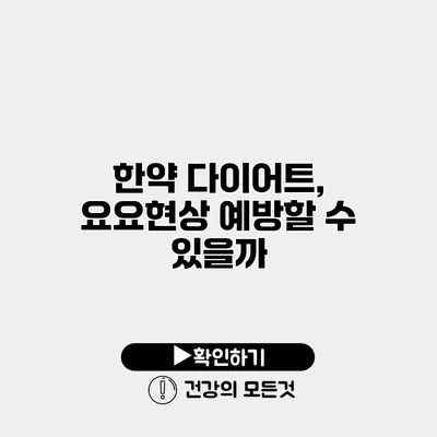 한약 다이어트, 요요현상 예방할 수 있을까?