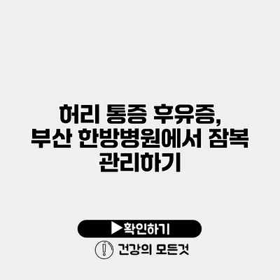 허리 통증 후유증, 부산 한방병원에서 잠복 관리하기