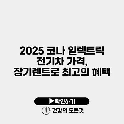 2025 코나 일렉트릭 전기차 가격, 장기렌트로 최고의 혜택
