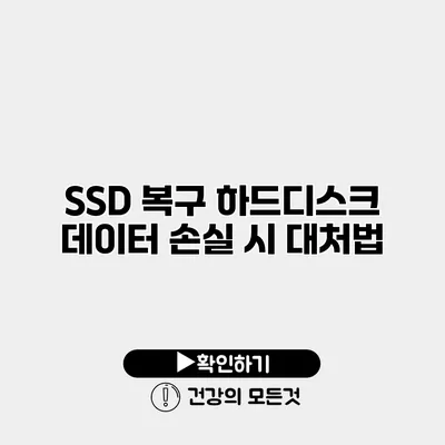 SSD 복구 하드디스크 데이터 손실 시 대처법