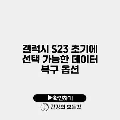 갤럭시 S23 초기에 선택 가능한 데이터 복구 옵션