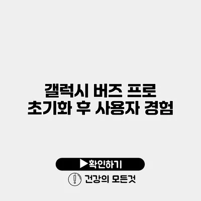 갤럭시 버즈 프로 초기화 후 사용자 경험