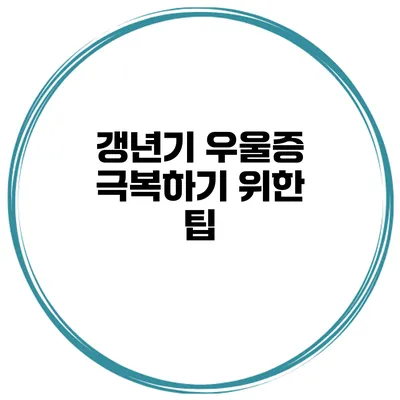 갱년기 우울증 극복하기 위한 팁