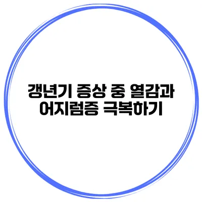 갱년기 증상 중 열감과 어지럼증 극복하기