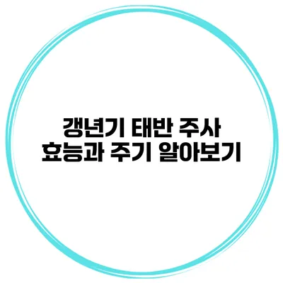 갱년기 태반 주사 효능과 주기 알아보기