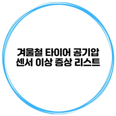 겨울철 타이어 공기압 센서 이상 증상 리스트