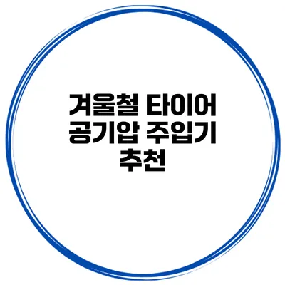 겨울철 타이어 공기압 주입기 추천