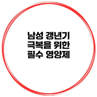 남성 갱년기 극복을 위한 필수 영양제