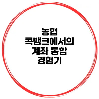 농협 콕뱅크에서의 계좌 통합 경험기