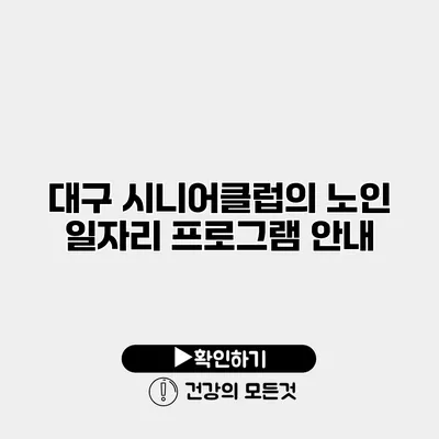 대구 시니어클럽의 노인 일자리 프로그램 안내
