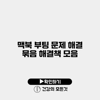 맥북 부팅 문제 해결 묶음 해결책 모음