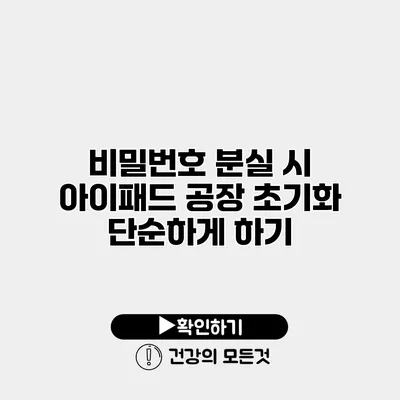 비밀번호 분실 시 아이패드 공장 초기화 단순하게 하기