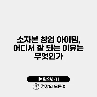 소자본 창업 아이템, 어디서 잘 되는 이유는 무엇인가?