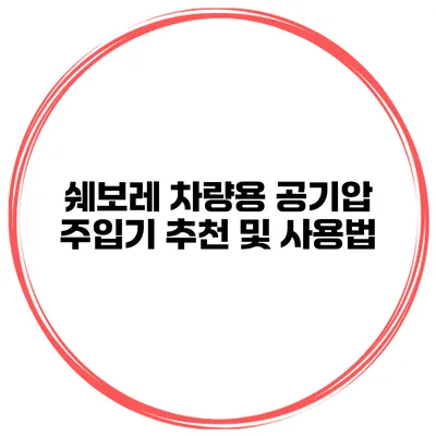 쉐보레 차량용 공기압 주입기 추천 및 사용법