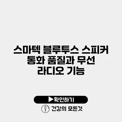 스마텍 블루투스 스피커 통화 품질과 무선 라디오 기능