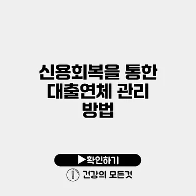 신용회복을 통한 대출연체 관리 방법