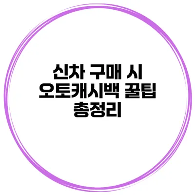 신차 구매 시 오토캐시백 꿀팁 총정리