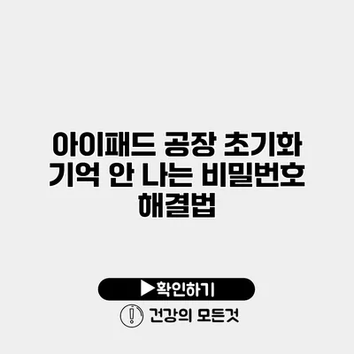 아이패드 공장 초기화 기억 안 나는 비밀번호 해결법