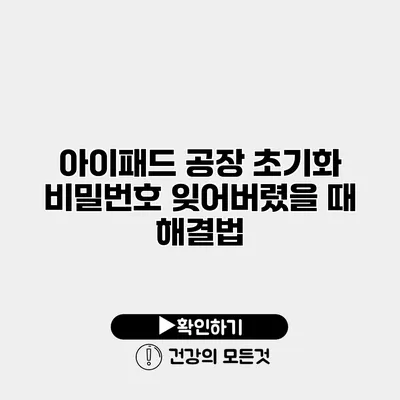 아이패드 공장 초기화 비밀번호 잊어버렸을 때 해결법