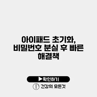 아이패드 초기화, 비밀번호 분실 후 빠른 해결책