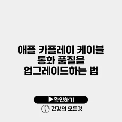 애플 카플레이 케이블 통화 품질을 업그레이드하는 법
