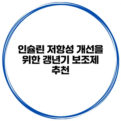 인슐린 저항성 개선을 위한 갱년기 보조제 추천
