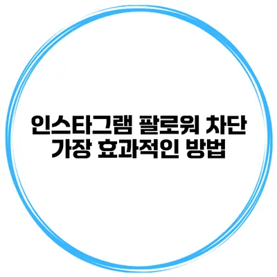 인스타그램 팔로워 차단 가장 효과적인 방법