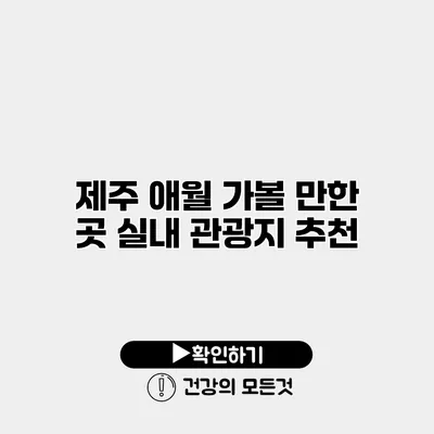 제주 애월 가볼 만한 곳 실내 관광지 추천