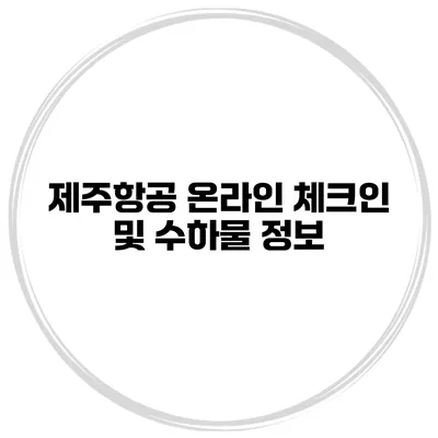 제주항공 온라인 체크인 및 수하물 정보